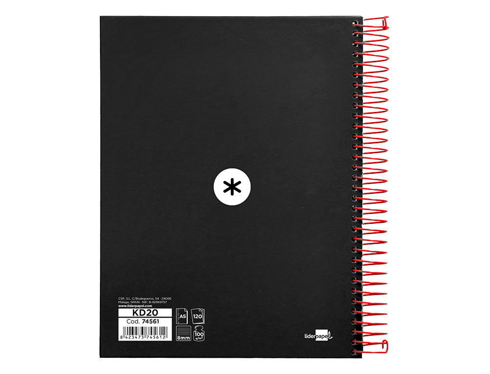 Caderno espiral liderpapel din a5 antartik capa forrada 120 f 100 gr pautado 5 mm 5 bandas cor preto ( Imagem 3 de 11 ) - Preview