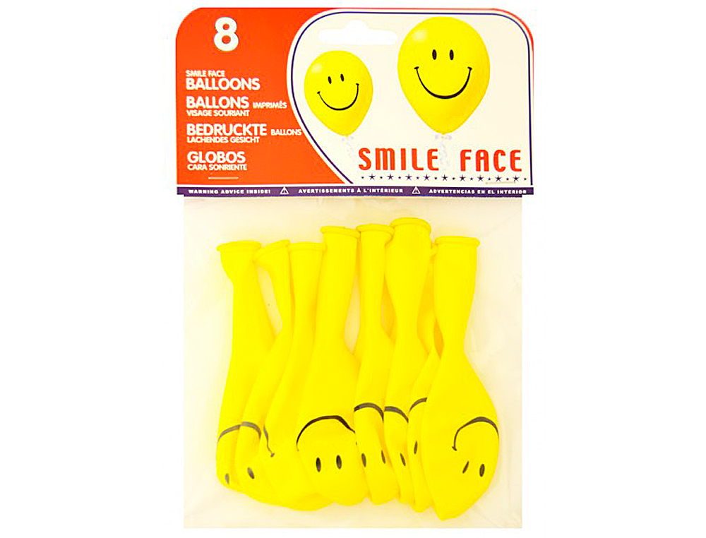 Baloes cara sorridente bolsa de 8 unidades ( Imagem 2 de 2 ) - Preview