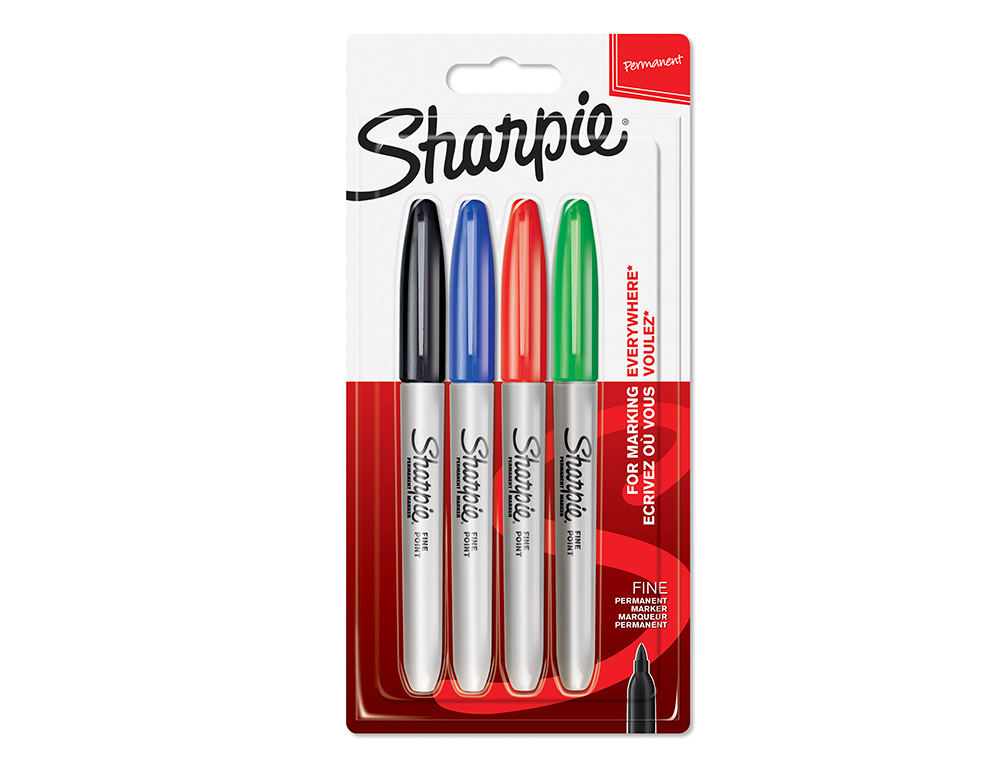 Marcadores Sharpie Fine - conjunto com 4 (Az/pt/vm/vd) ( Imagem 2 de 6 ) - Preview
