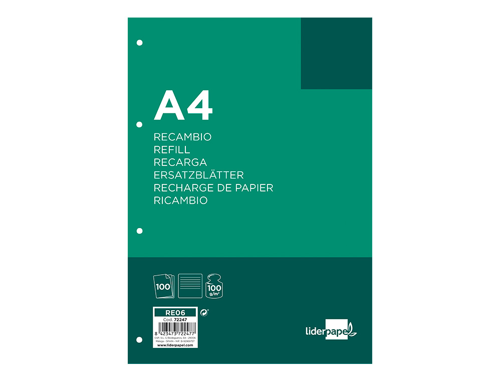Recarga Liderpapel Din A4 100 Folhas de 100gr - Pautado Horizontal S/Margen C/4 Furos, Bandas de 5 Cores ( Imagem 3 de 11 ) - Preview