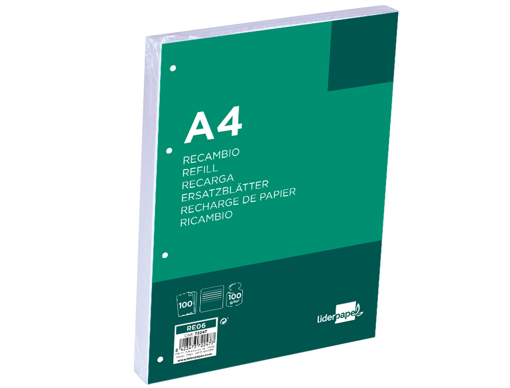 Recarga Liderpapel Din A4 100 Folhas de 100gr - Pautado Horizontal S/Margen C/4 Furos, Bandas de 5 Cores ( Imagem 4 de 11 ) - Preview
