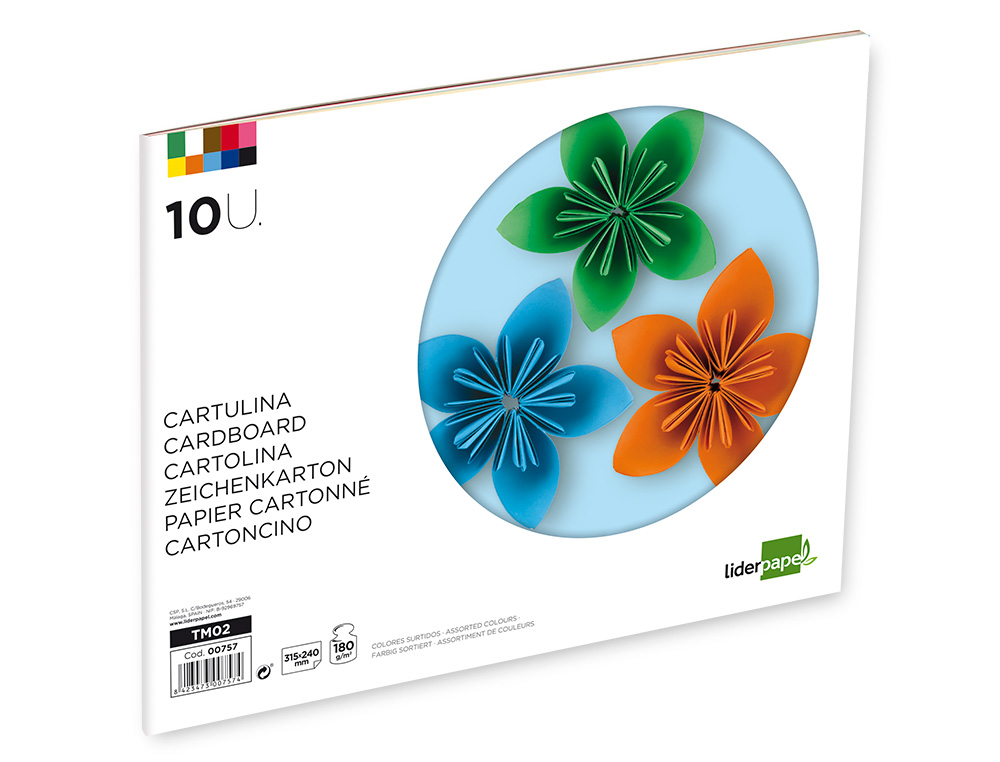 Bloco trabalhos manuais liderpapel cartolina 240x315mm 10 folhas cores sortidas ( Imagem 3 de 10 ) - Preview
