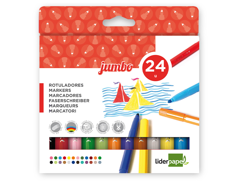 Marcador liderpapel feltro jumbo caixa 24 cores ( Imagem 3 de 17 ) - Preview