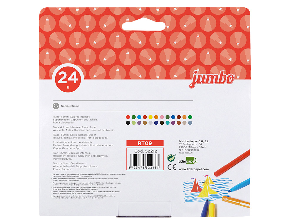 Marcador liderpapel feltro jumbo caixa 24 cores ( Imagem 4 de 17 ) - Preview