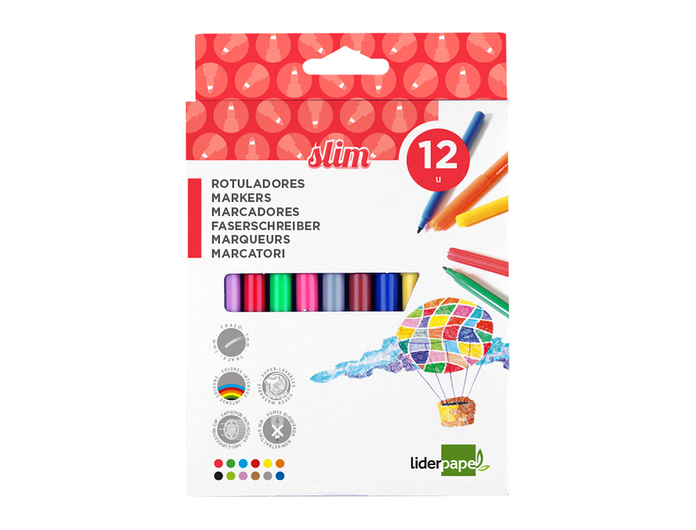 Marcador liderpapel feltro slim caixa 12 cores ( Imagem 4 de 23 ) - Preview