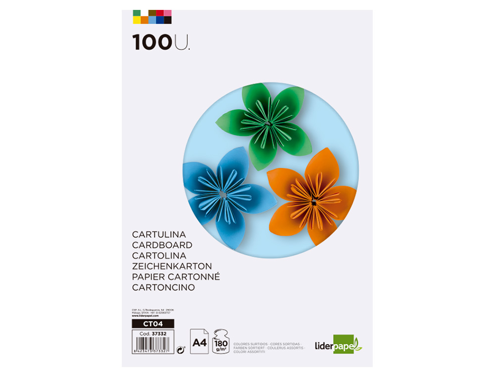 Cartolina Liderpapel. Din. A4. 100 folhas, 10 cores sortidas ( Imagem 2 de 19 ) - Preview