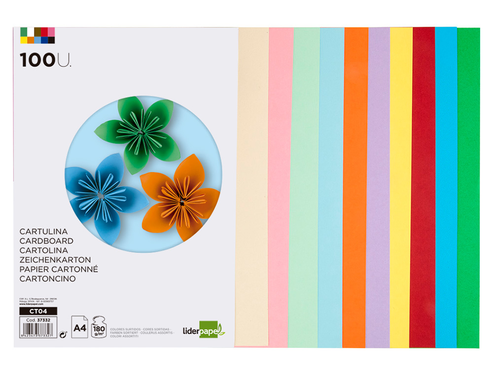Cartolina Liderpapel. Din. A4. 100 folhas, 10 cores sortidas ( Imagem 3 de 19 ) - Preview