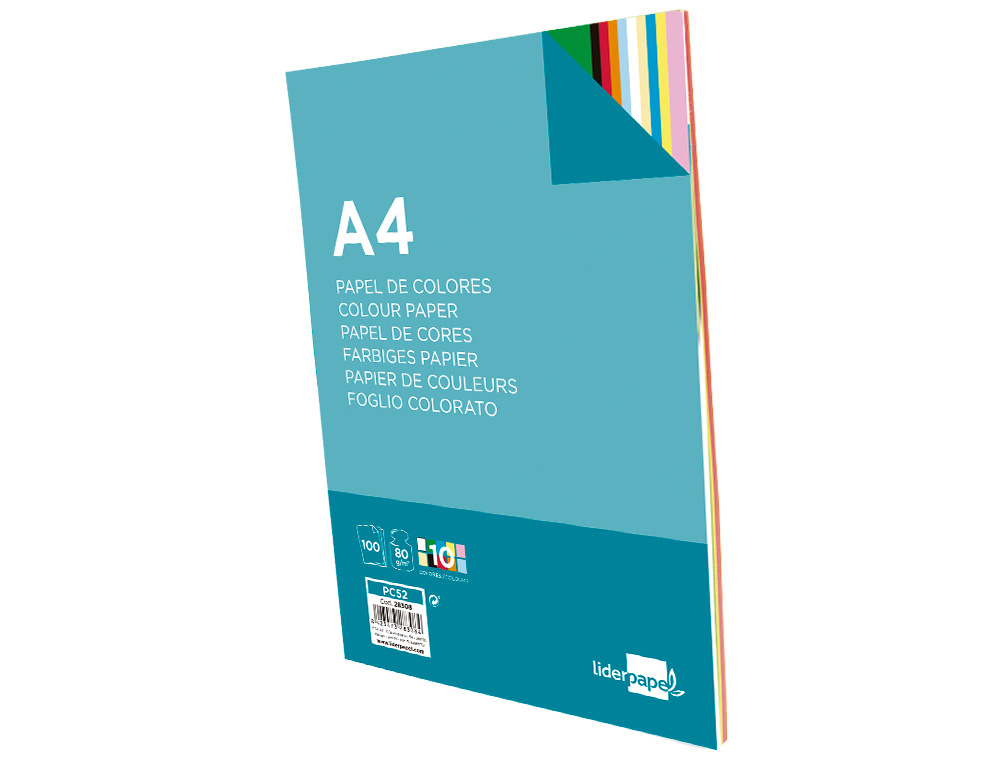 Papel De Cor Liderpapel - Din A4 Pack 100 folhas - 10 cores x 10 folhas ( Imagem 4 de 14 ) - Preview