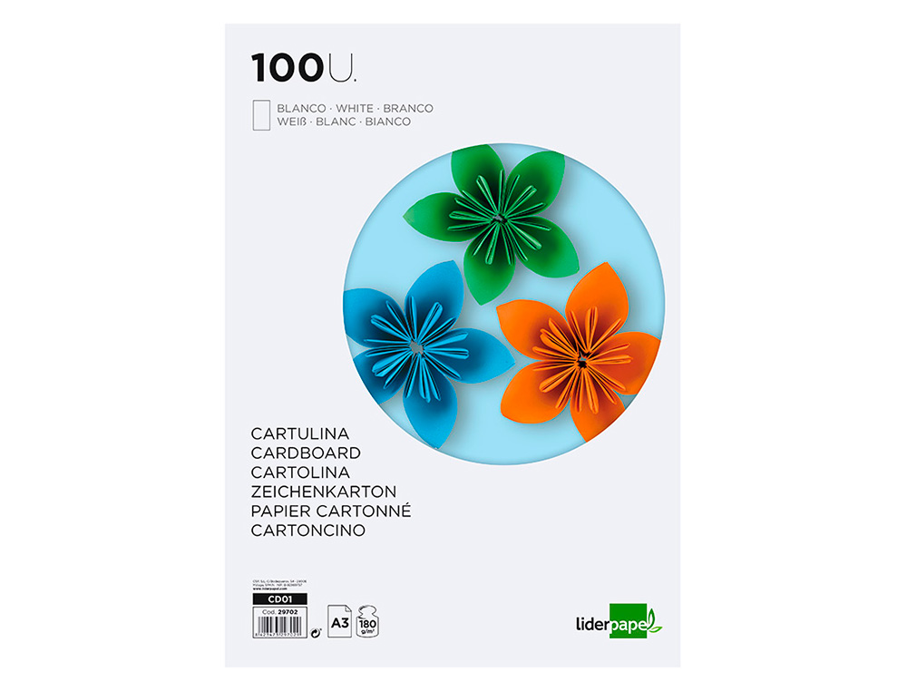 Cartolina liderpapel 180 gr 100 folhas din a3 branco ( Imagem 2 de 19 ) - Preview