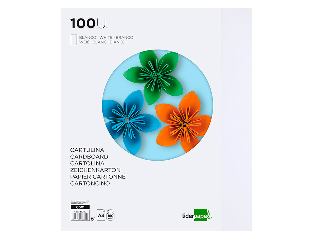 Cartolina liderpapel 180 gr 100 folhas din a3 branco ( Imagem 5 de 19 ) - Preview