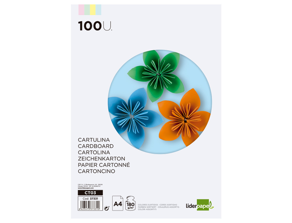 Cartolina Liderpapel 180 gr 100 Folhas Din A4 Cores Sortidas ( Imagem 2 de 19 ) - Preview