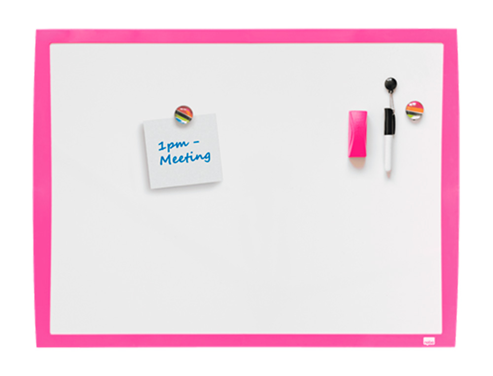 Quadro branco nobo magnetico moldura fucsia 430x585 mm ( Imagem 5 de 5 ) - Preview