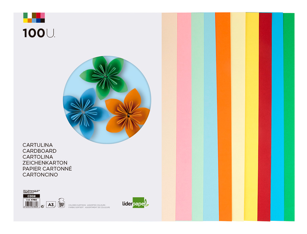 Cartolina liderpapel 180 gr 100 folhas din a3 10 cores sortidas ( Imagem 3 de 19 ) - Preview