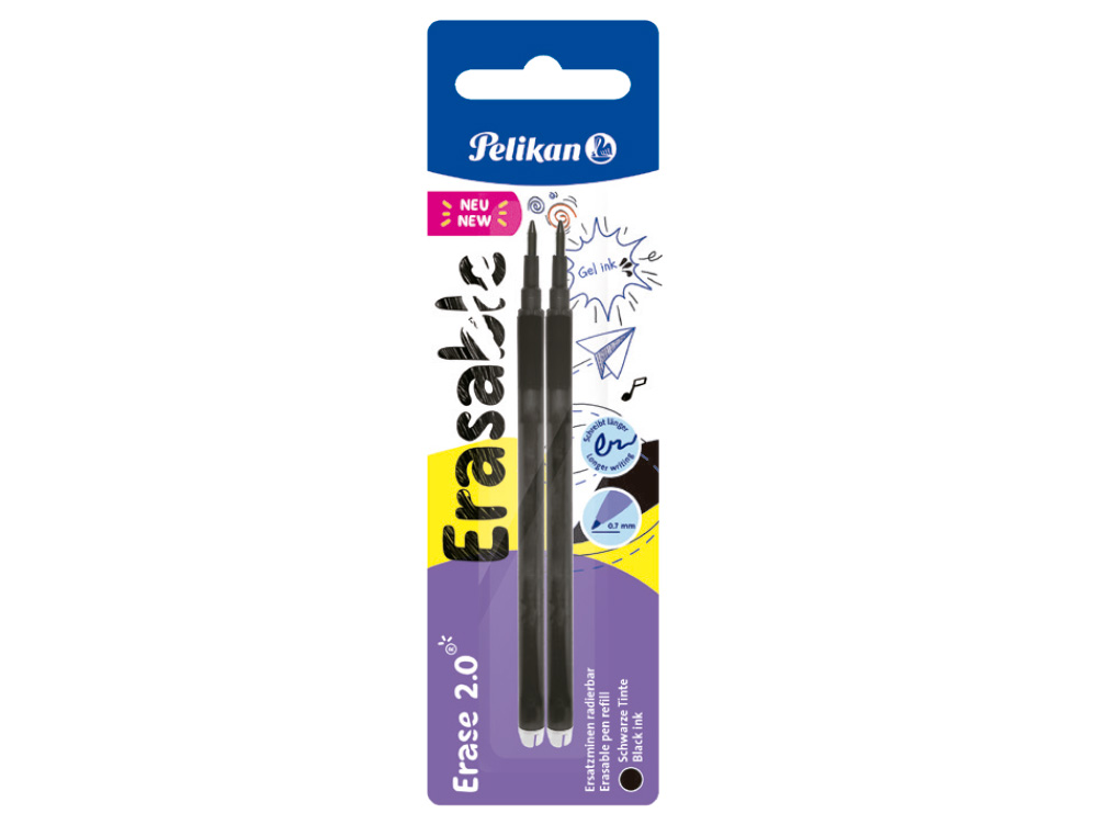 Recarga roller pelikan erase 2.0 cor preto blister de 2 unidades ( Imagem 2 de 6 ) - Preview