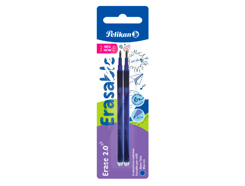 Recarga roller pelikan erase 2.0 cor azul blister de 2 unidades ( Imagem 2 de 6 ) - Preview