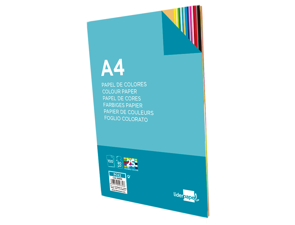 Papel de cor liderpapel din a4 80 gr pack de 100 folhas 25 cores sortidas ( Imagem 4 de 17 ) - Preview
