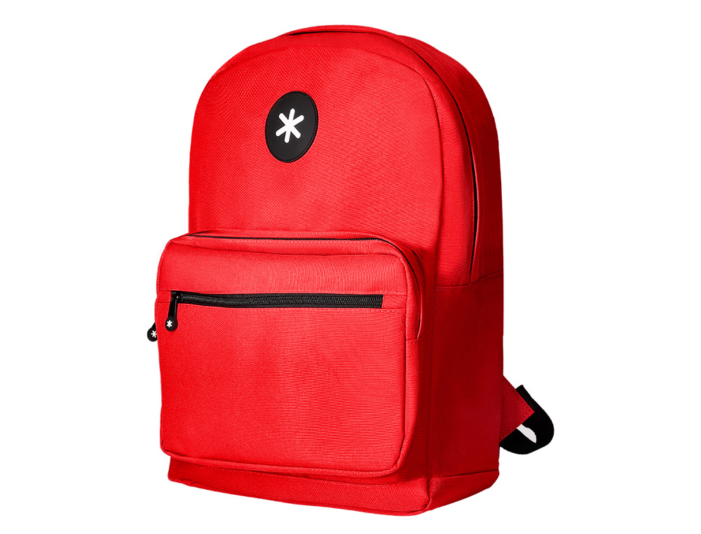 Mochila para portatil 15,6/' antartik com pega e bolso frontal com fecho cor vermelho 320x140x430 mm ( Imagem 3 de 14 ) - Preview