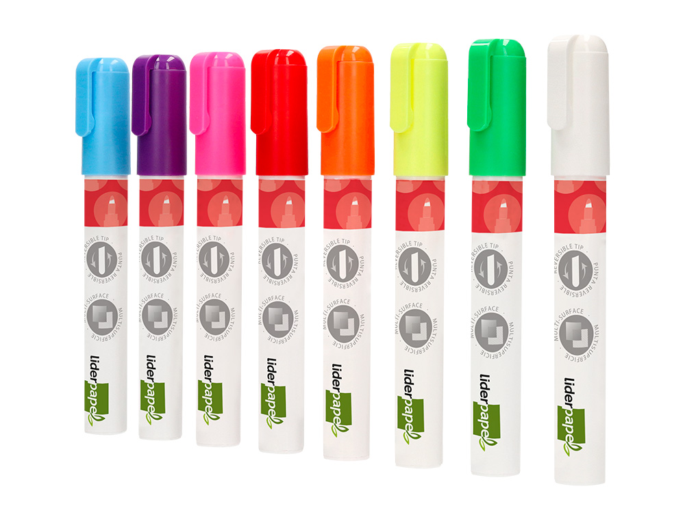 Rotulador liderpapel tiza liquida para cristal punta biselada/redonda trazo 6 mm pack de 8 unidades colores ( Imagem 4 de 9 ) - Preview