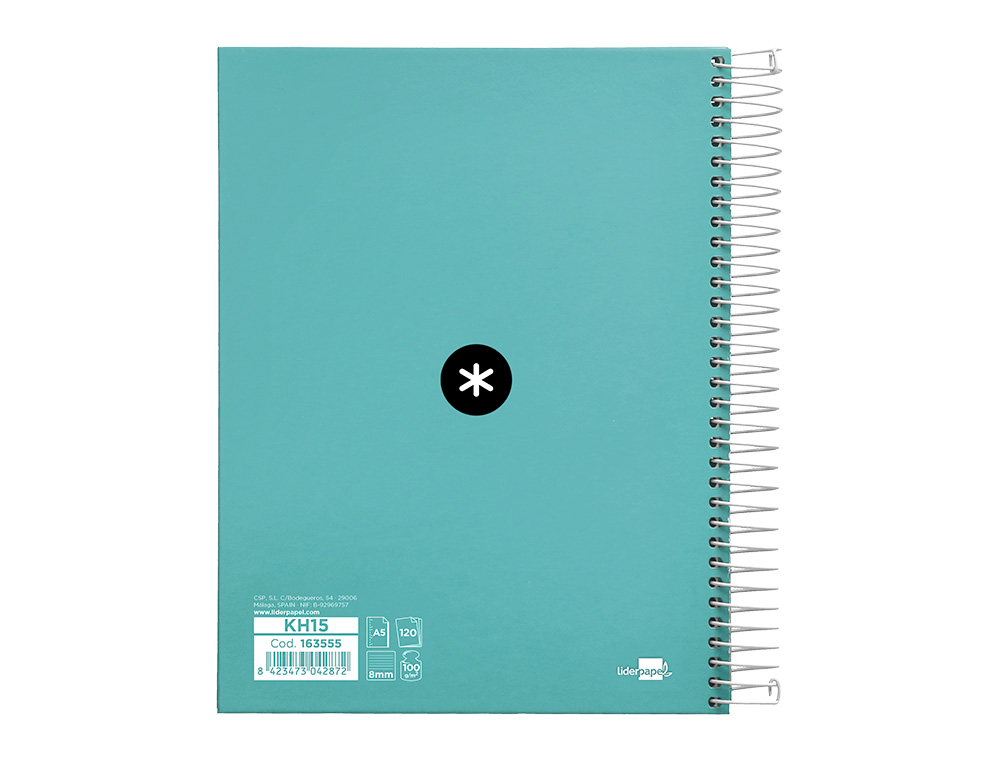 Caderno espiral liderpapel din a5 antartik capa forrada 120 f 100 gr pautado 5 mm 5 bandas cor menta ( Imagem 3 de 10 ) - Preview