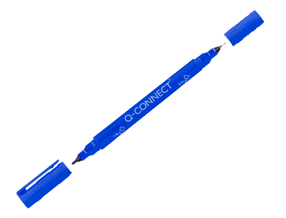 Marcador q-connect marcador permanente dupla ponta cor azul 0,4 mm e 1 mm (10 unidades) ( Imagem 4 de 10 ) - Preview