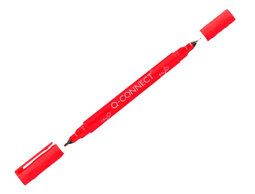 Marcador q-connect marcador permanente dupla ponta cor vermelho 0,4 mm e 1 mm (10 unidades) ( Imagem 4 de 10 ) - Preview