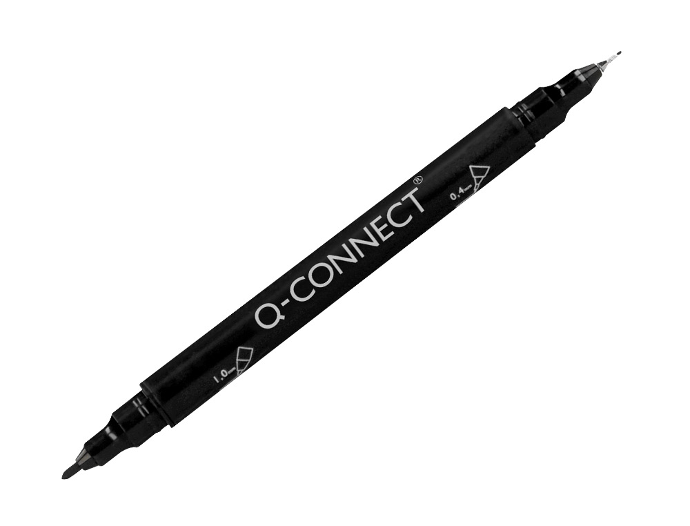 Marcador q-connect marcador permanente dupla ponta cor preto 0,4 mm e 1 mm (10 unidades) ( Imagem 2 de 9 ) - Preview