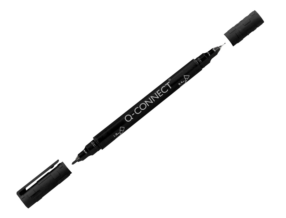 Marcador q-connect marcador permanente dupla ponta cor preto 0,4 mm e 1 mm (10 unidades) ( Imagem 3 de 9 ) - Preview