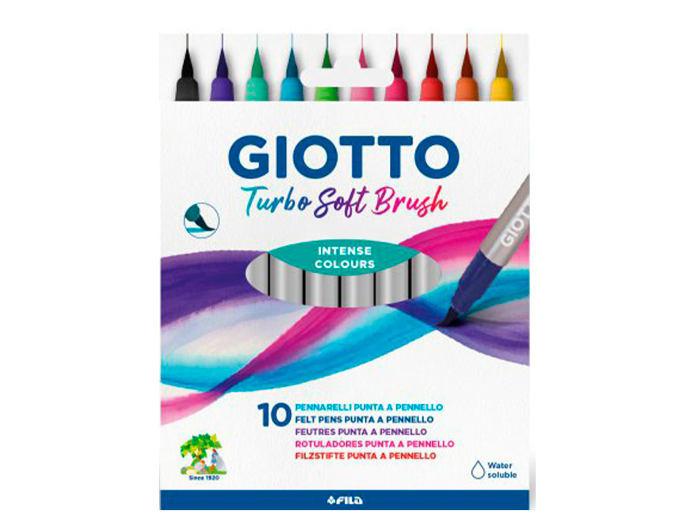 Marcador giotto turbo soft brush ponta de pincel caixa de 10 unidades cores sortidas ( Imagem 2 de 8 ) - Preview
