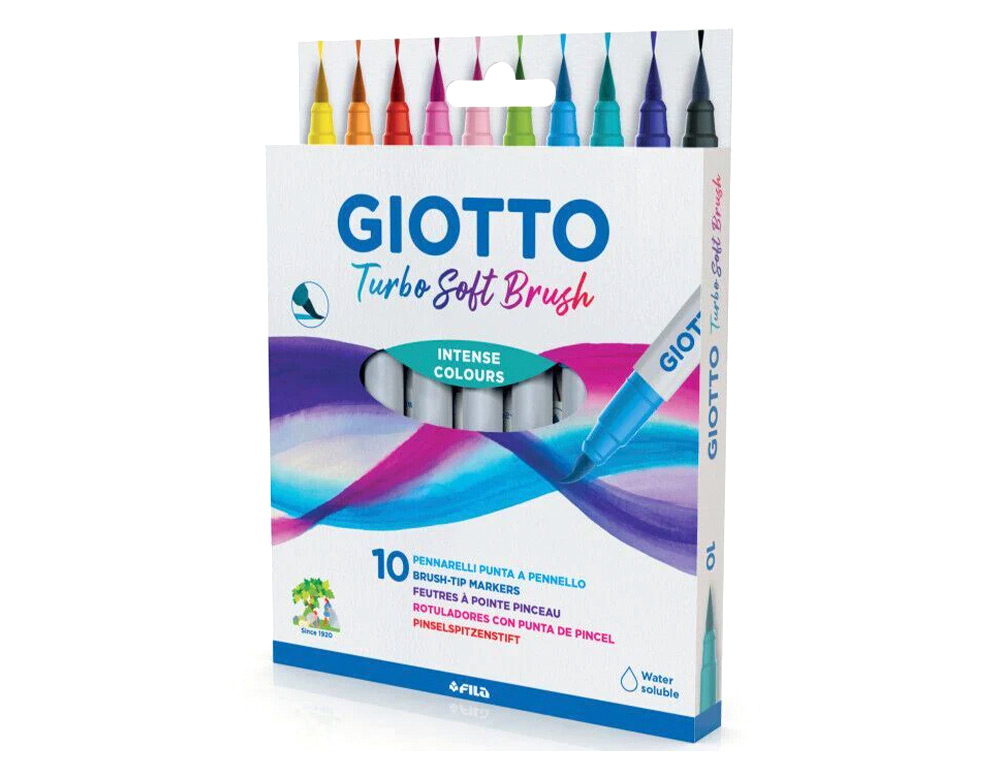 Marcador giotto turbo soft brush ponta de pincel caixa de 10 unidades cores sortidas ( Imagem 4 de 8 ) - Preview