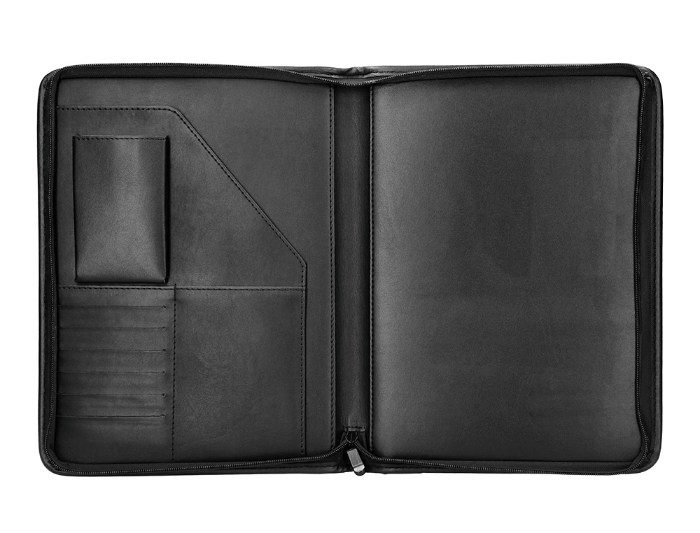 Pasta portfolio fecho com bolsa para telemovel e porta cartoes cor preto 260x355 mm ( Imagem 4 de 9 ) - Preview