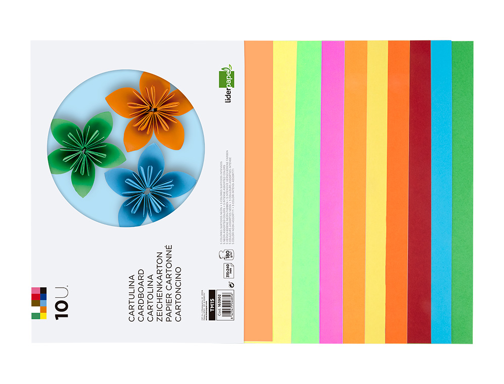 Bloco trabalhos manuais liderpapel cartolina 240x315mm 10 folhas 5 cores neon + 5 cores intensas ( Imagem 2 de 15 ) - Preview