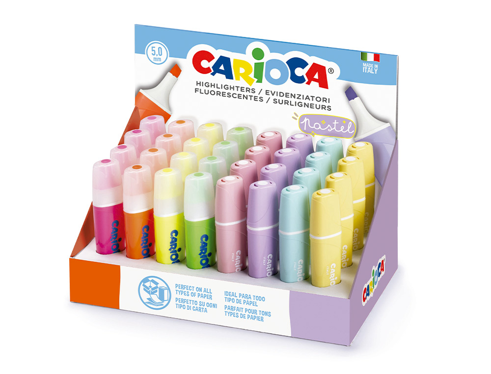 Rotulador carioca fluorescente color pastel expositor de 32 unidades colores surtidos ( Imagem 2 de 2 ) - Preview