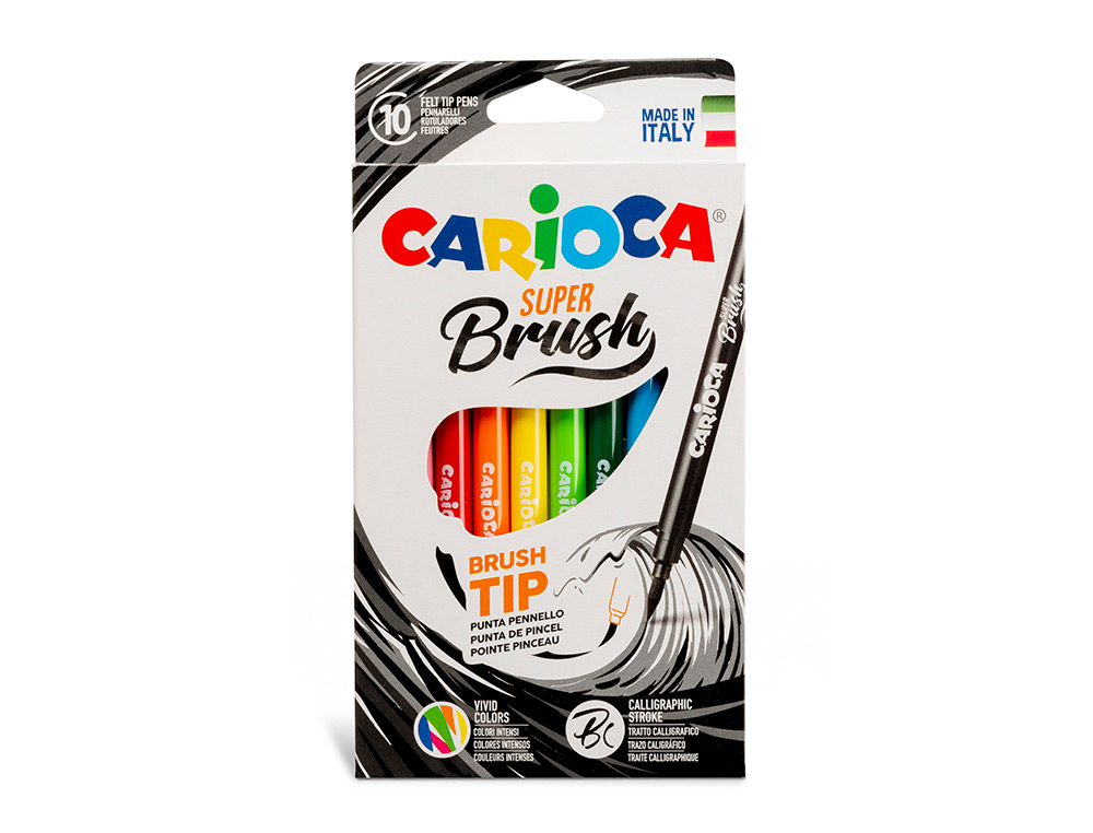 Marcador Escolar Carioca Super Brush Pen 10 Cores 42937 ( Imagem 2 de 6 ) - Preview