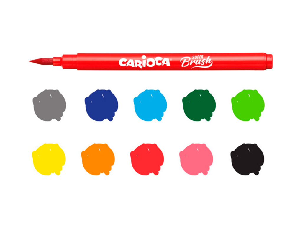 Marcador Escolar Carioca Super Brush Pen 10 Cores 42937 ( Imagem 4 de 6 ) - Preview