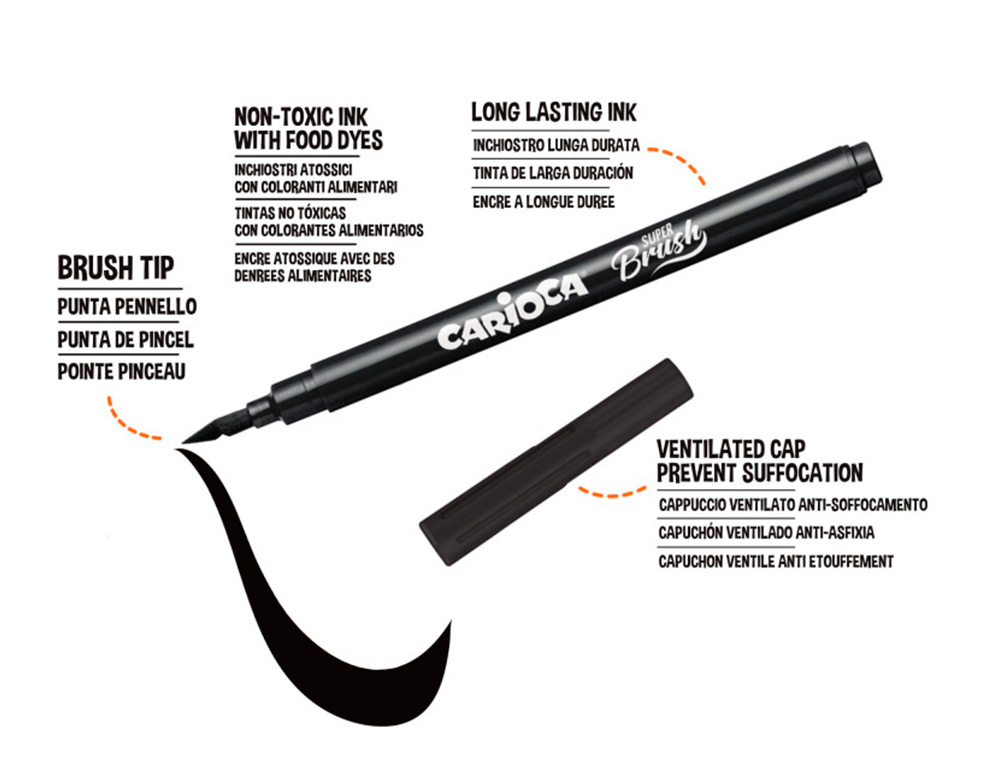 Marcador Escolar Carioca Super Brush Pen 10 Cores 42937 ( Imagem 5 de 6 ) - Preview