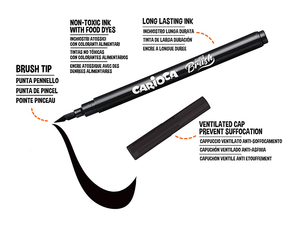 Marcador Escolar Carioca Super Brush Pen 20 Cores 42968 ( Imagem 5 de 8 ) - Preview