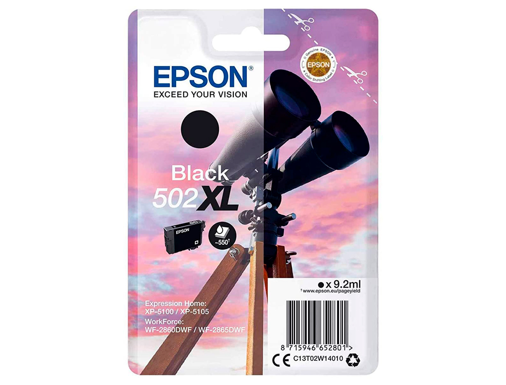 Tinteiro epson 502 xl expression home xp 5100 / 5105 workforce wf 2860 / 2860dwf preto 550 paginas ( Imagem 2 de 5 ) - Preview