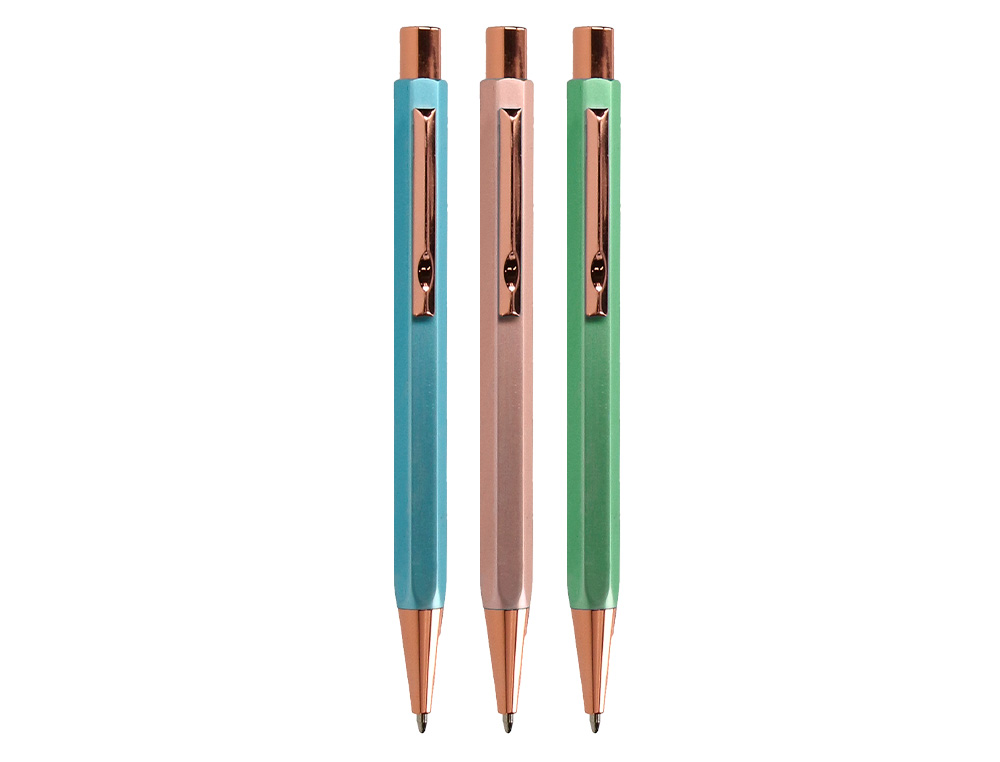 Esferografica belius brela corpo hexagonal com clip 3 esferograficas cores pastel sortidas em caixa de oferta ( Imagem 5 de 8 ) - Preview
