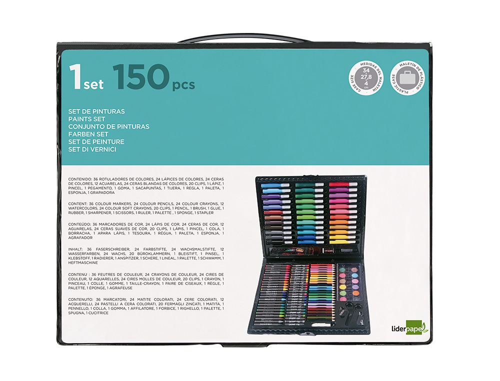 Set de pintura liderpapel plastico 150 pecas 36x31x4 cm ( Imagem 2 de 8 ) - Preview