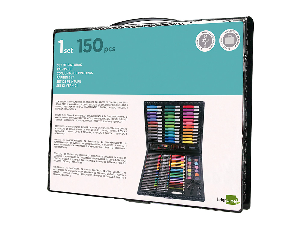 Set de pintura liderpapel plastico 150 pecas 36x31x4 cm ( Imagem 3 de 8 ) - Preview