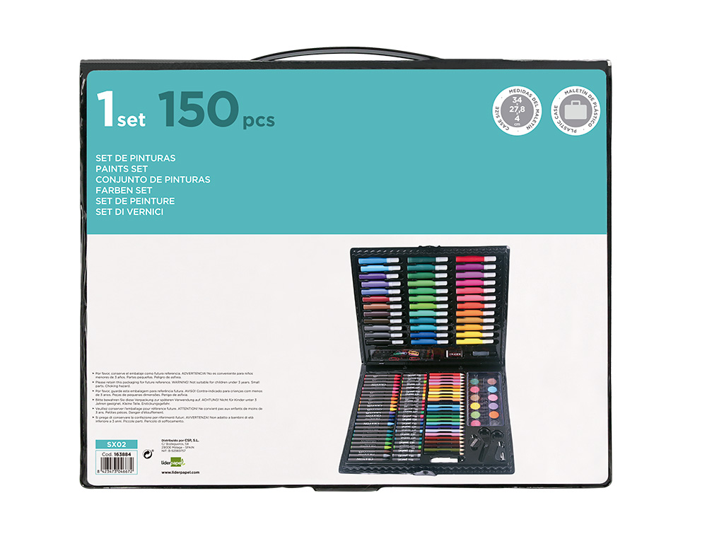 Set de pintura liderpapel plastico 150 pecas 36x31x4 cm ( Imagem 4 de 8 ) - Preview