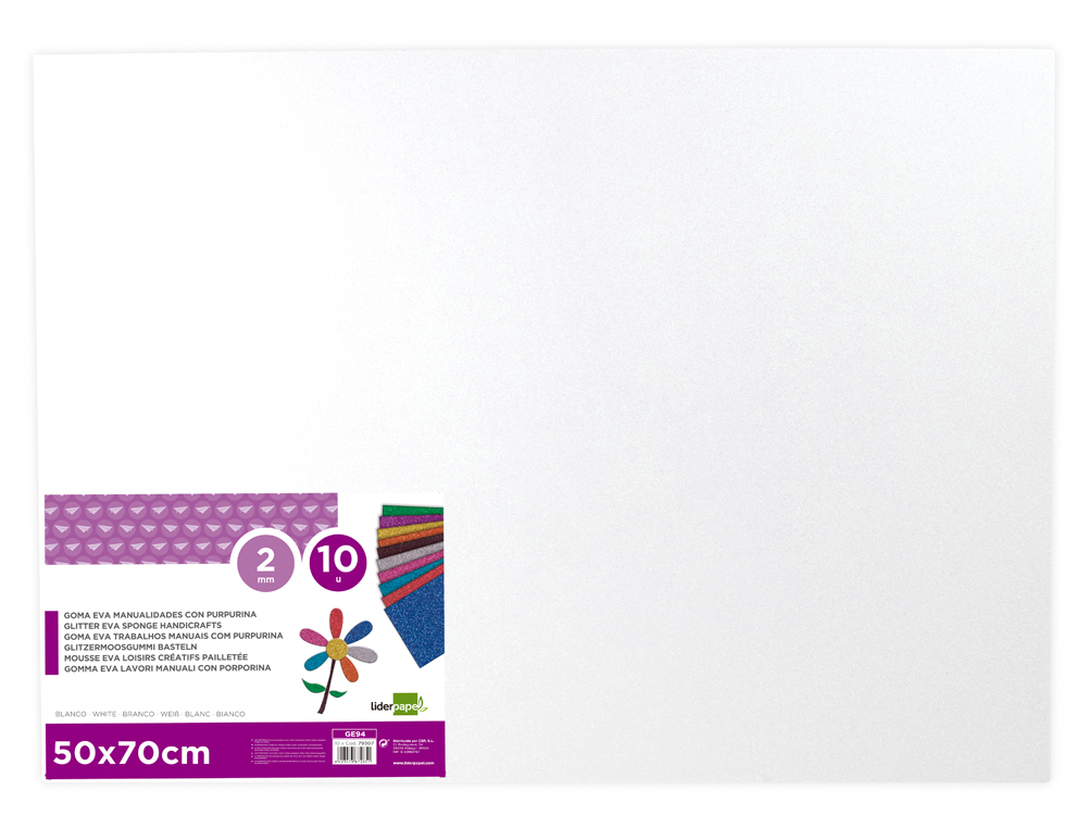 Goma eva com purpurina liderpapel 50x70cm 60gr espessura 2 mm branco ( Imagem 3 de 9 ) - Preview