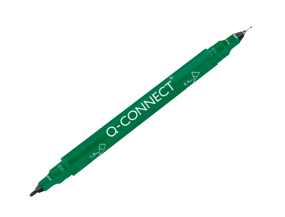 Marcador q-connect marcador permanente dupla ponta cor verde 0,4 mm e 1 mm (10 unidades) ( Imagem 2 de 9 ) - Preview