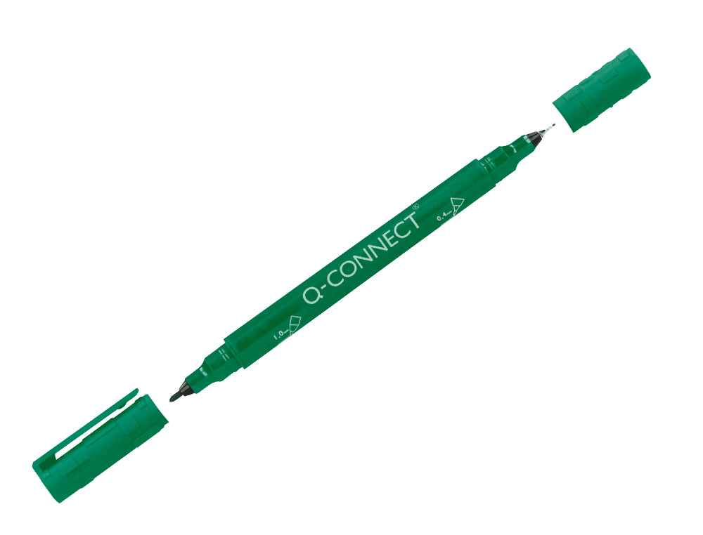 Marcador q-connect marcador permanente dupla ponta cor verde 0,4 mm e 1 mm (10 unidades) ( Imagem 3 de 9 ) - Preview