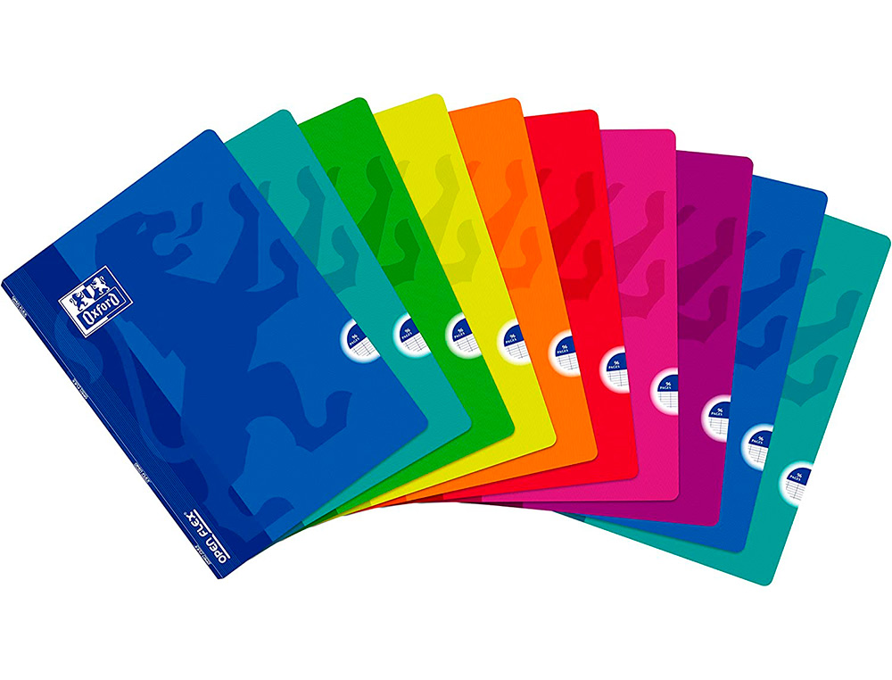 Caderno agrafado oxford openflex capa plastico din a4 48 folhas quadricula 5 mm asignatura matematica cores sortidas (10 unidades) ( Imagem 2 de 8 ) - Preview