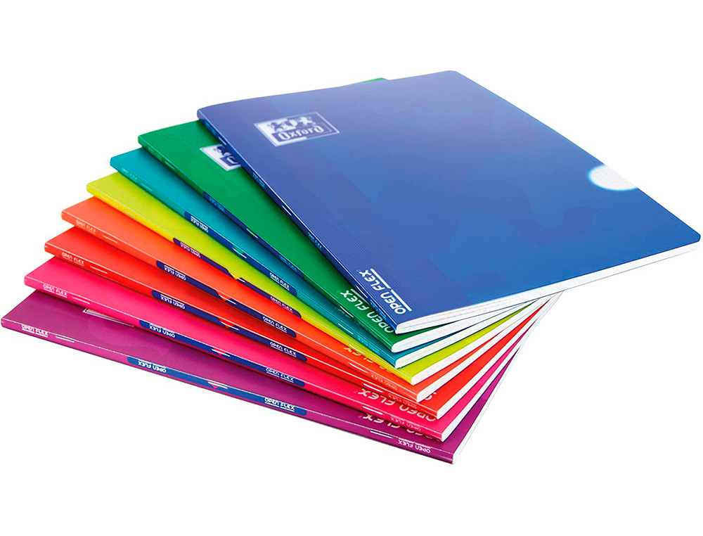 Caderno agrafado oxford openflex capa plastico din a4 48 folhas quadricula 5 mm asignatura matematica cores sortidas (10 unidades) ( Imagem 3 de 8 ) - Preview