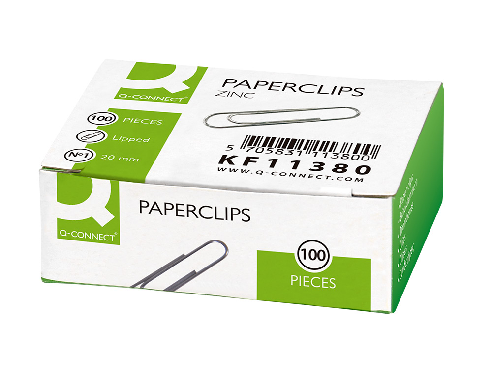 Clips zinco q-connect nº 1 labiados 20 mm caixa de 100 unidades ( Imagem 2 de 9 ) - Preview