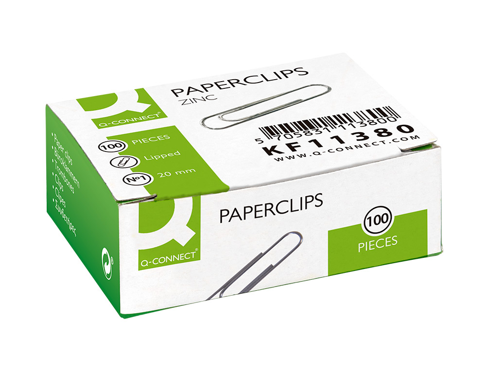 Clips zinco q-connect nº 1 labiados 20 mm caixa de 100 unidades ( Imagem 3 de 9 ) - Preview