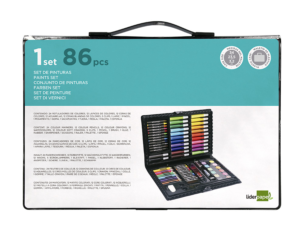Set de pintura liderpapel plastico 86 pecas 34x23x3,2 cm ( Imagem 2 de 9 ) - Preview
