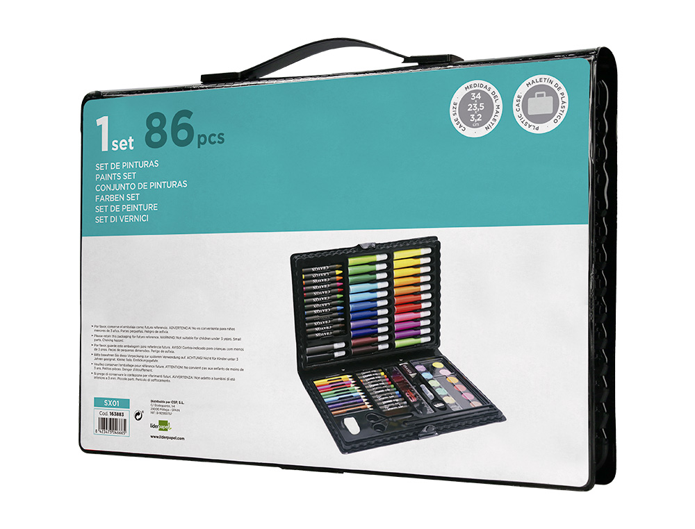 Set de pintura liderpapel plastico 86 pecas 34x23x3,2 cm ( Imagem 4 de 9 ) - Preview